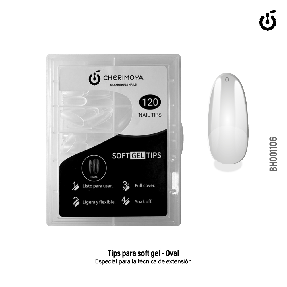Tips para soft gel Oval (prelimado 120pcs)(BH001106)