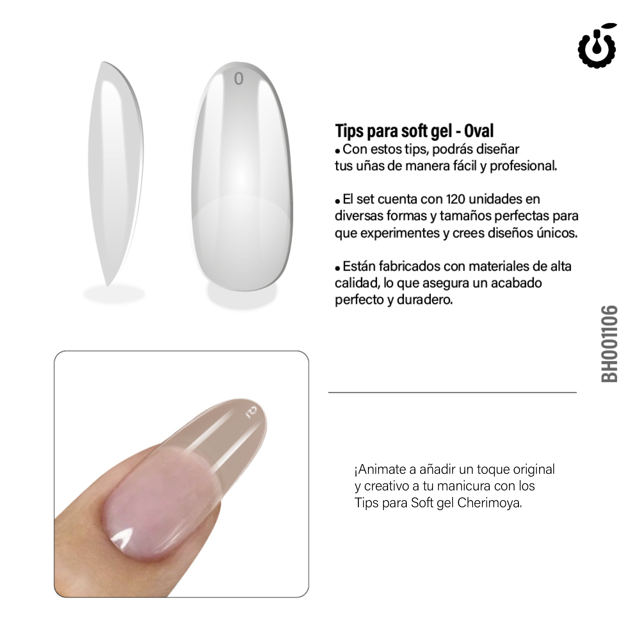 Alternative view of Tips para soft gel Oval (prelimado 120pcs)(BH001106)