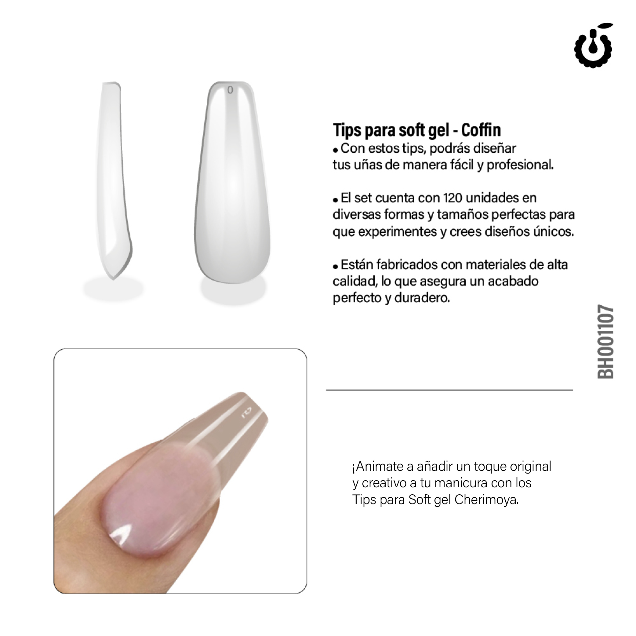 Alternative view of Tips para soft gel Coffin (prelimado) 120pcs (BH001107)