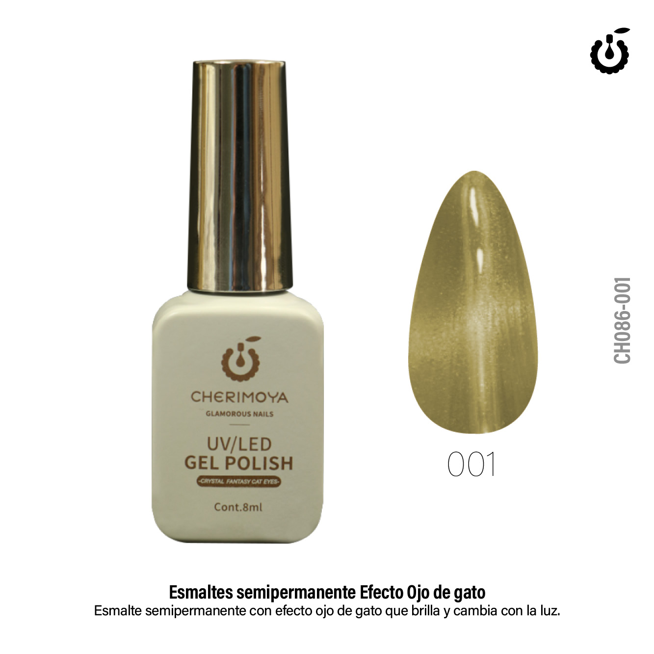 Esmalte Semipermante  Ojo de Gato #001 8ML (CH086)