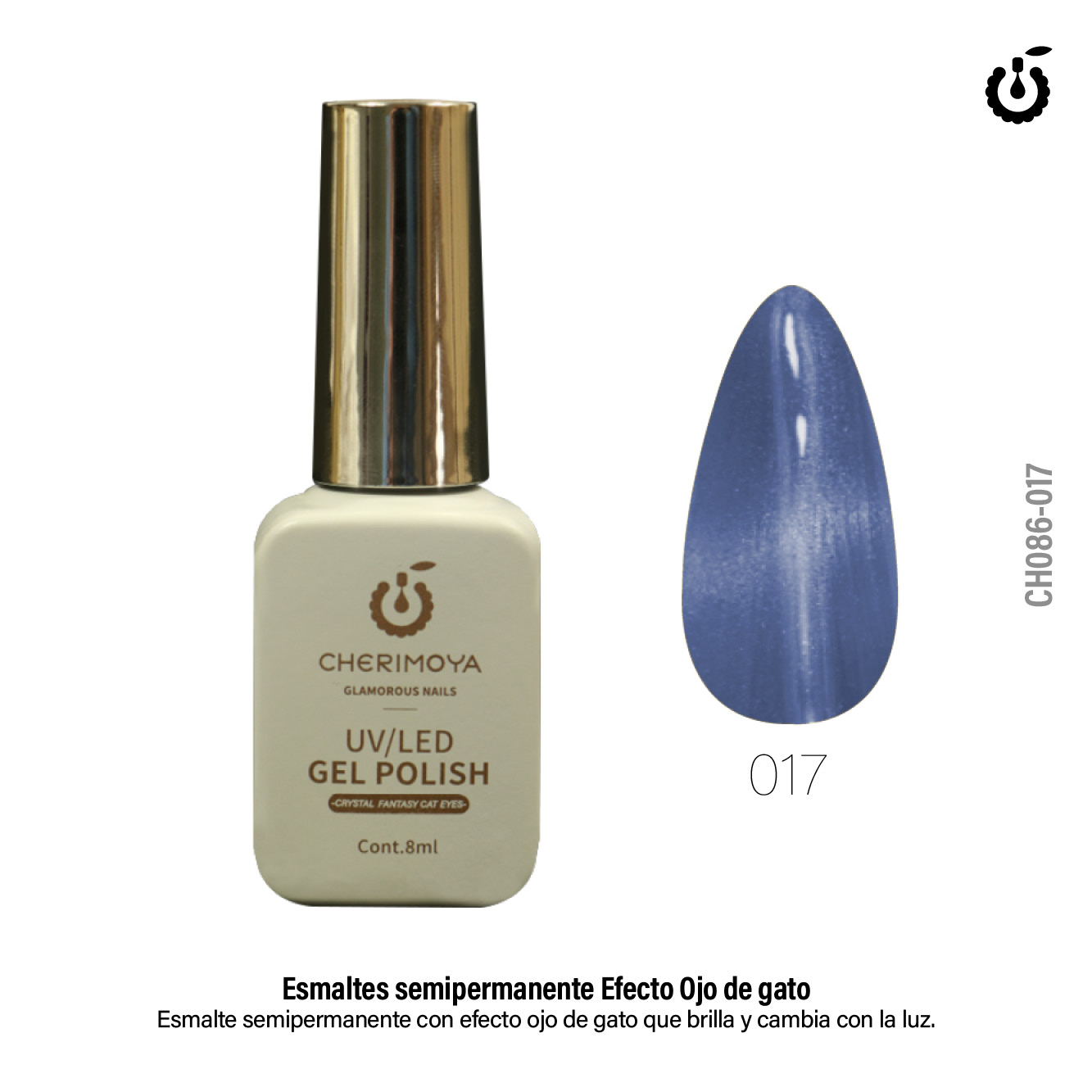 Esmalte Semipermante  Ojo de Gato #017 8ML (CH086)
