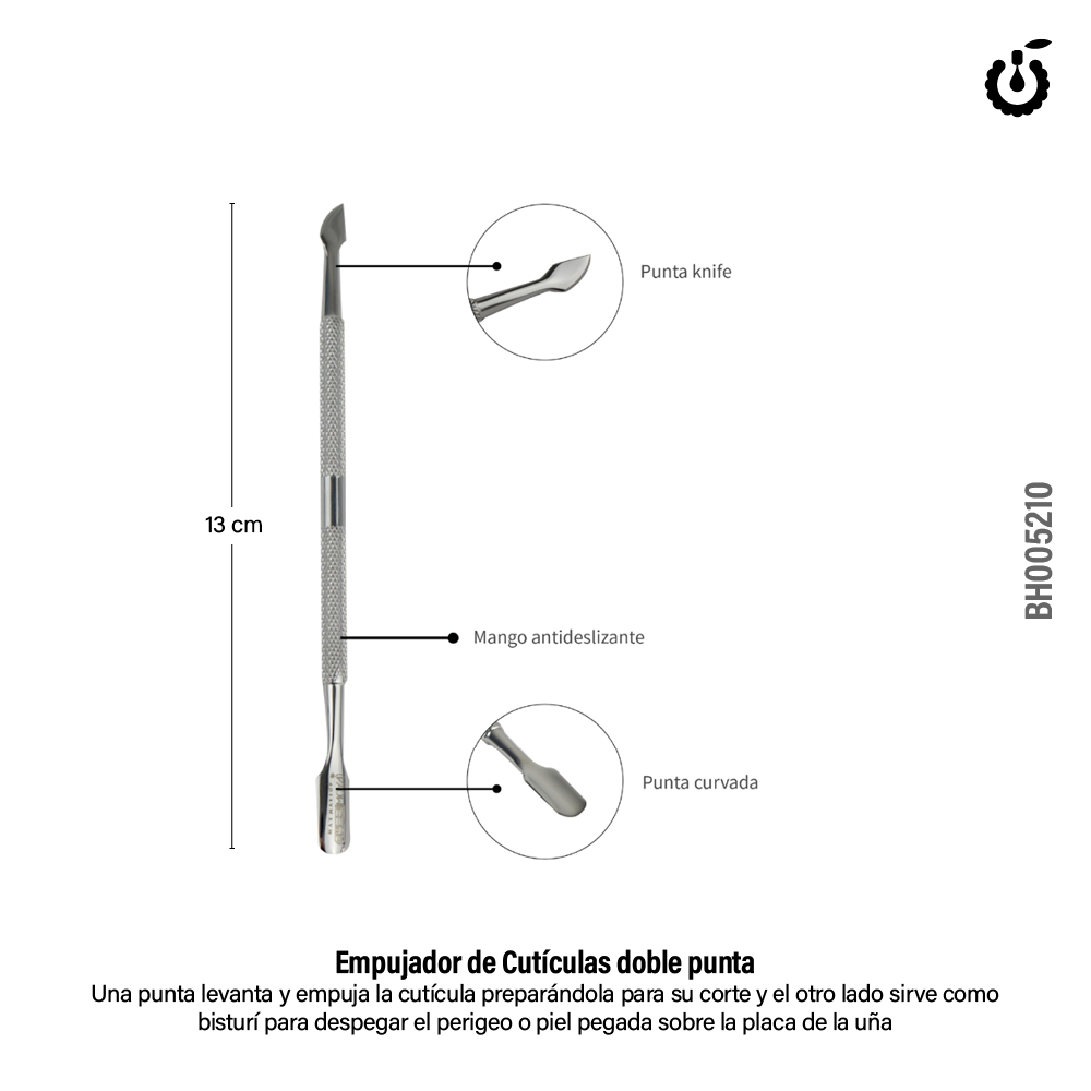 Alternative view of Empujador de Cutículas doble punta de acero CHERIMOYA (BH005210)