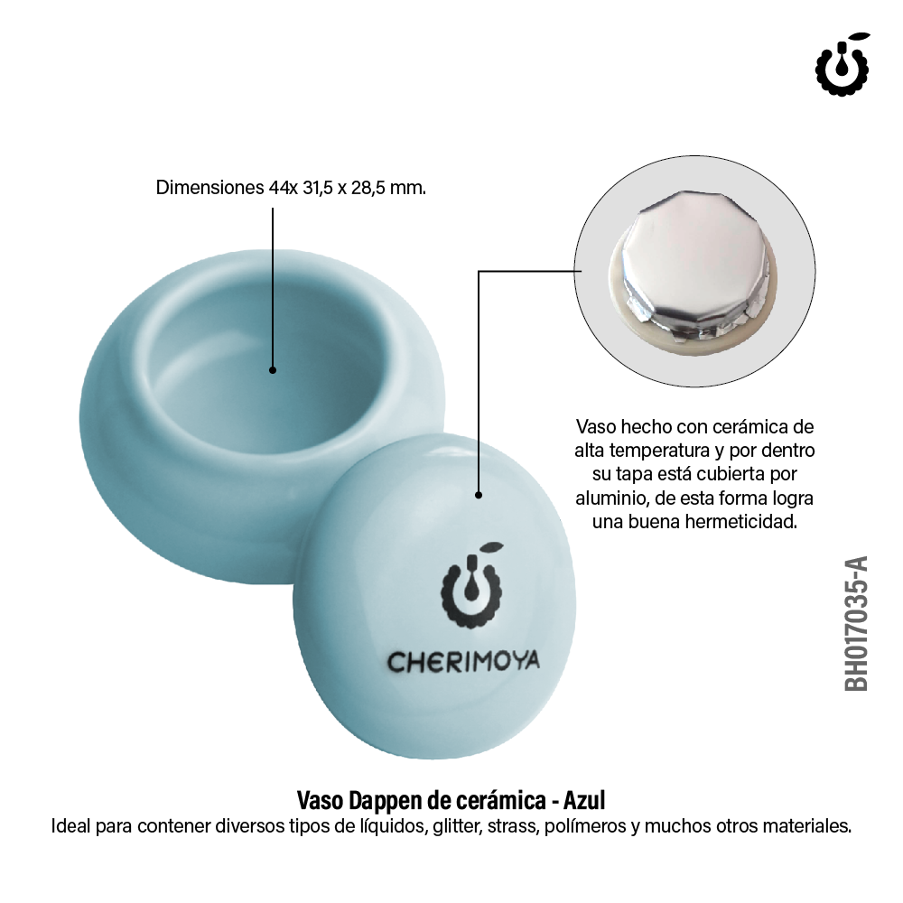 Alternative view of Vaso Dappen de cerámica celeste (BH017035-C)