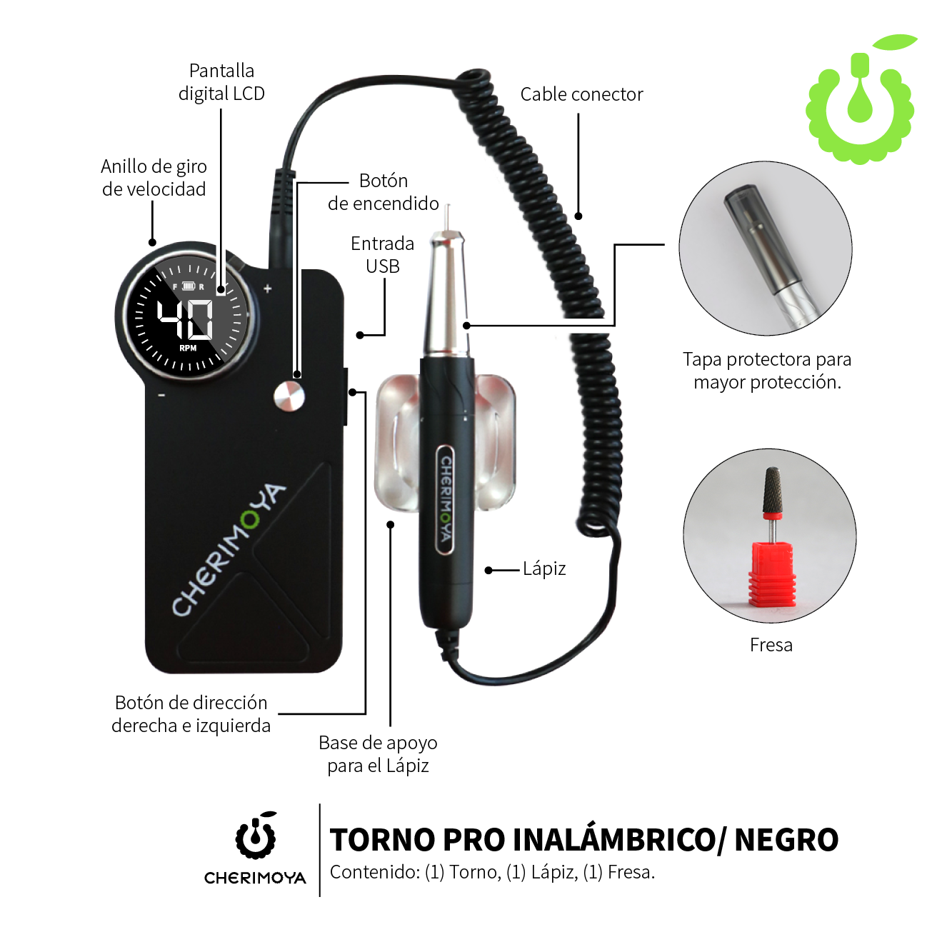 Alternative view of Torno PRO Drill Profesional Cherimoya (Colores NEGRO o PLATEADO) (BH003318)