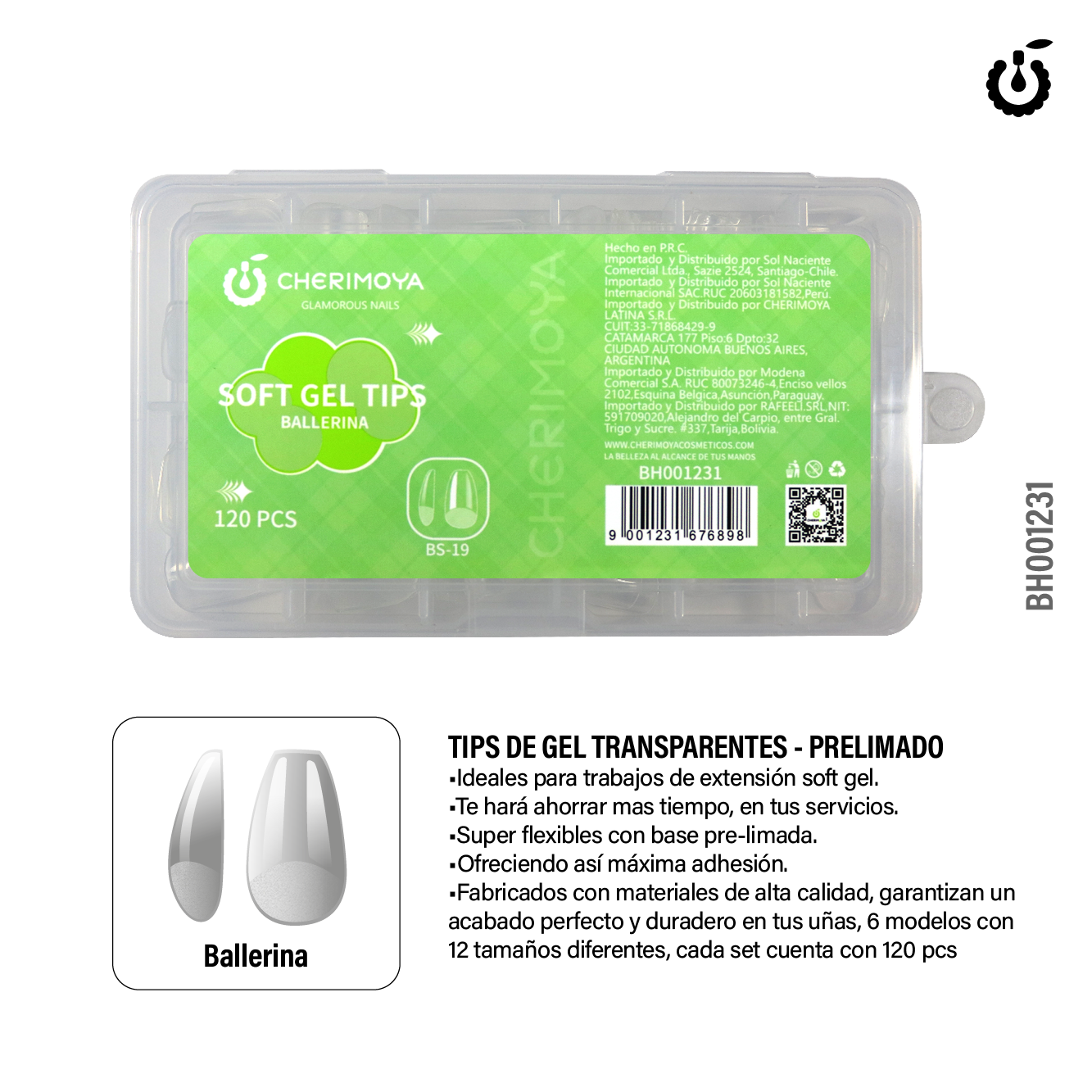 Alternative view of Tips Prelimado Ballerina corta Soft Gel 120pcs (BH001231)