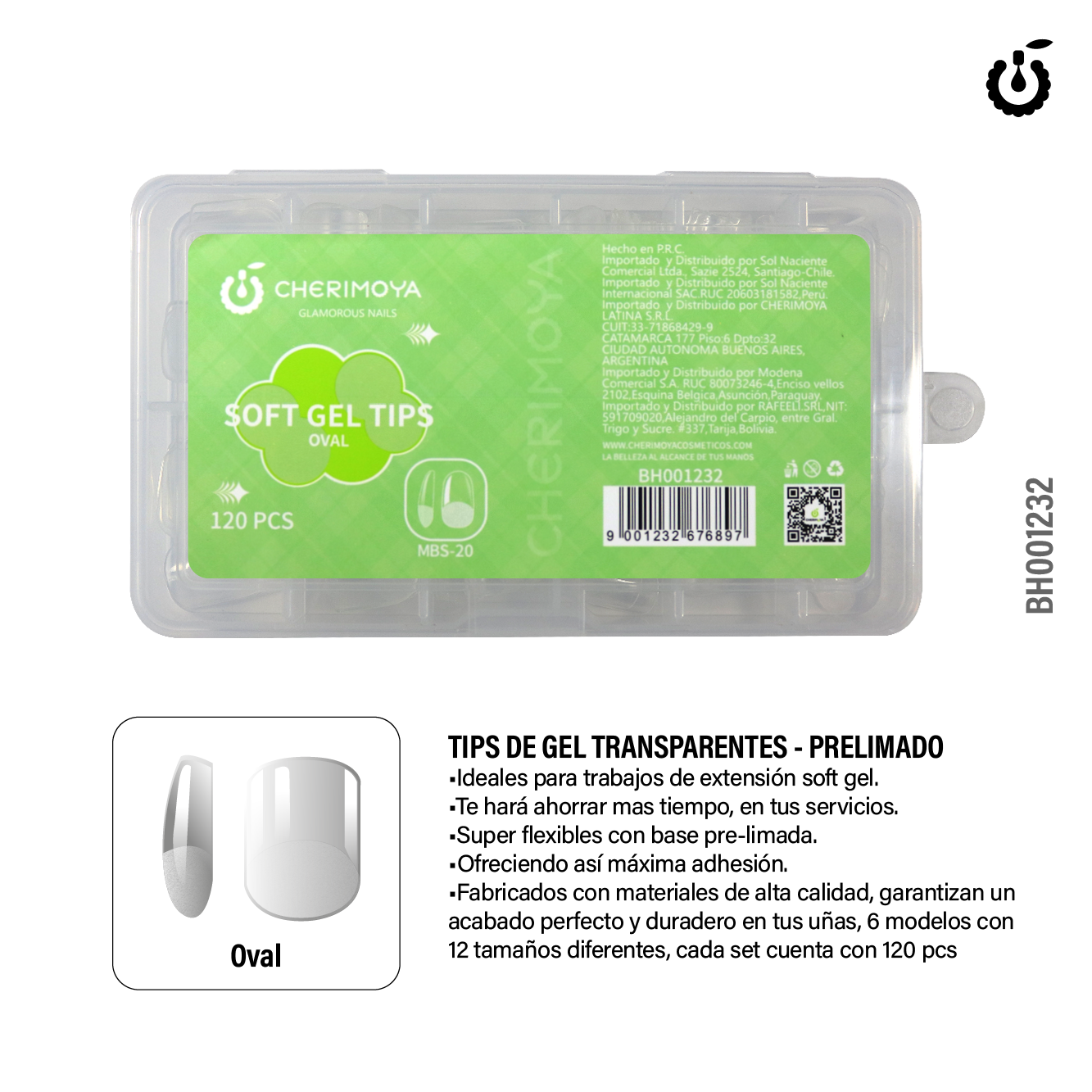 Alternative view of Tips Prelimado Oval corto Soft Gel 120pcs (BH001232)