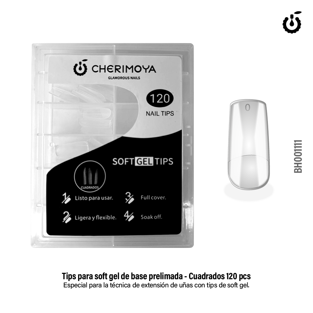 Tips para soft gel cuadrado (Prelimado 120pcs)(BH001111)