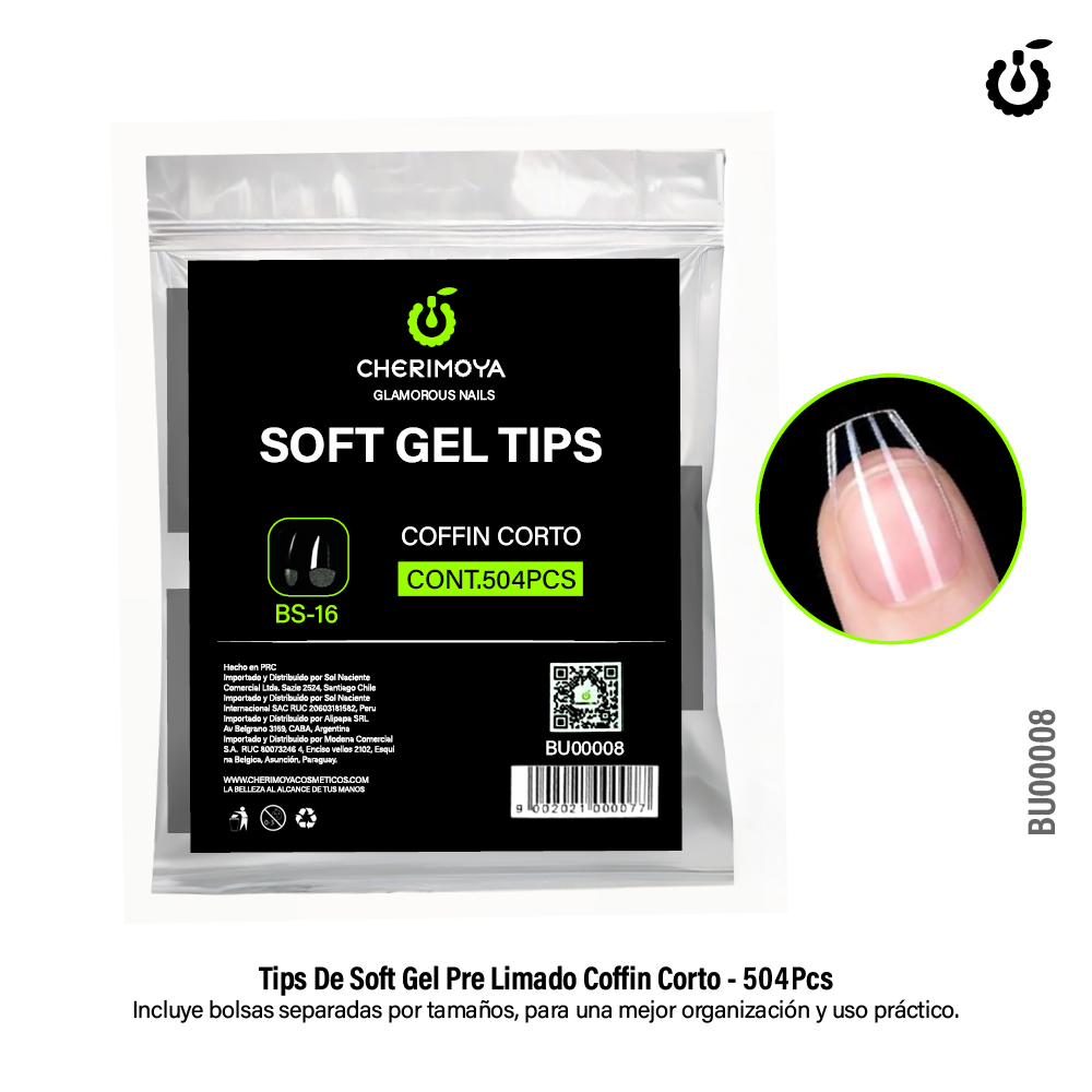 Tips para Soft Gel Coffin Corto 504pcs (BU00008)