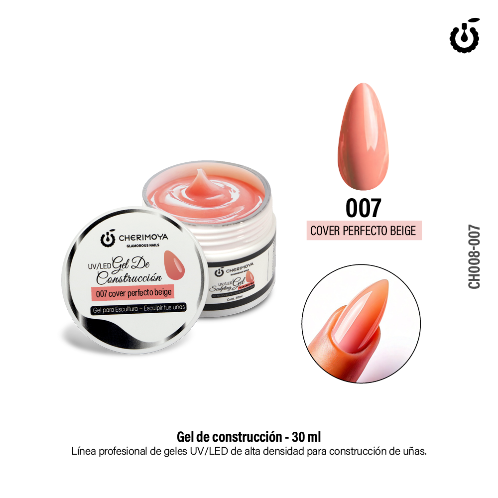 Gel de Construcción 30ml #007 Cover Perfecto Beige  Uv/Led
