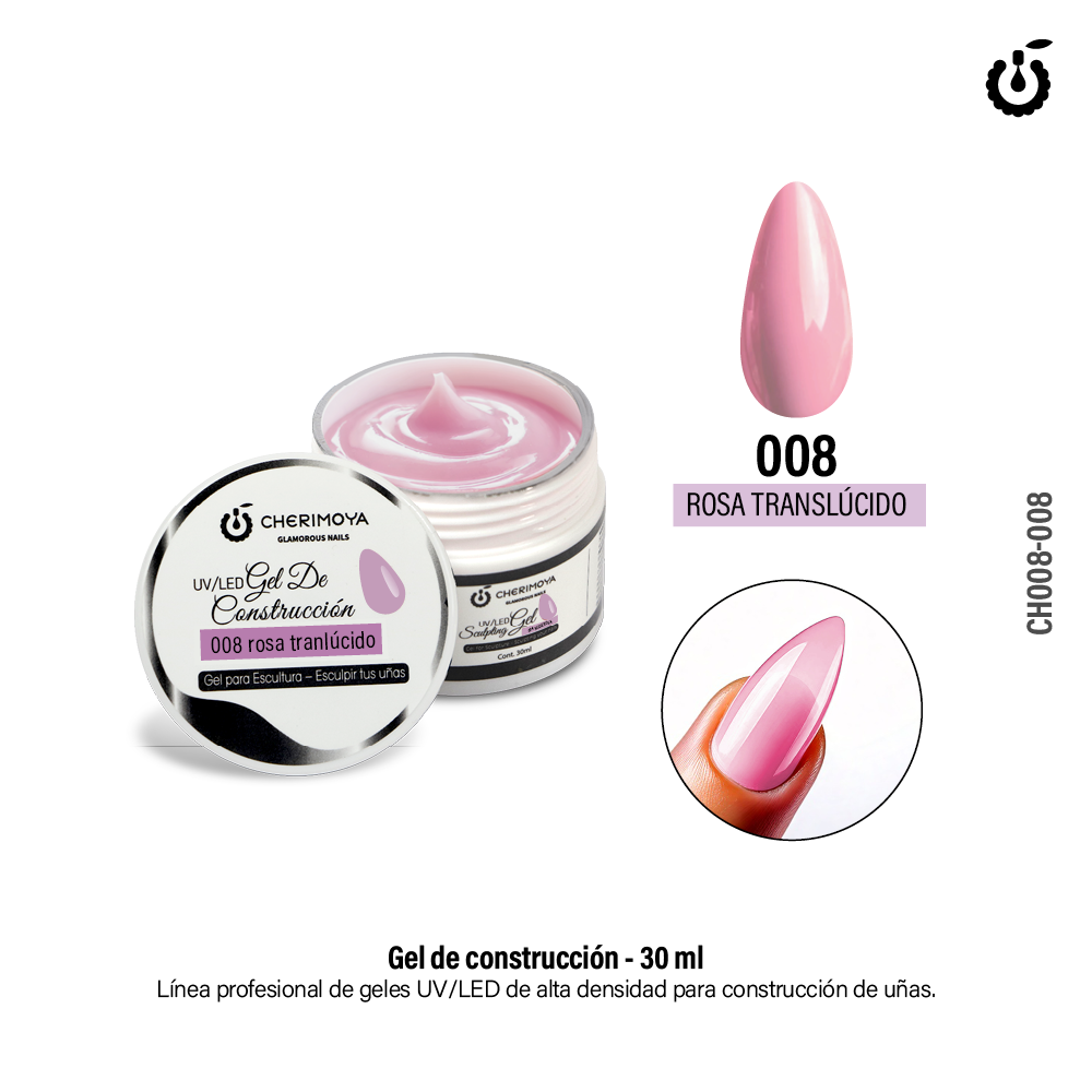 Gel de Construcción 30ml #008 Rosa Translucido Uv/Led