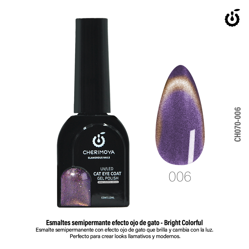 Esmalte Semipermanete Ojo de Gato UV/LED 12ML (CH070-06)