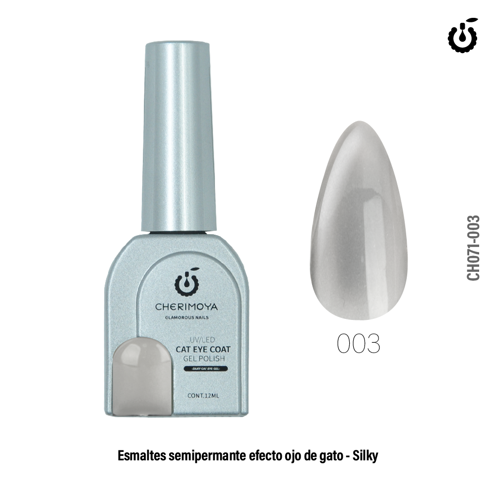 Esmalte Semipermanete Ojo de Gato UV/Led Silky (Silver)  #003 12ML (CH071-003)