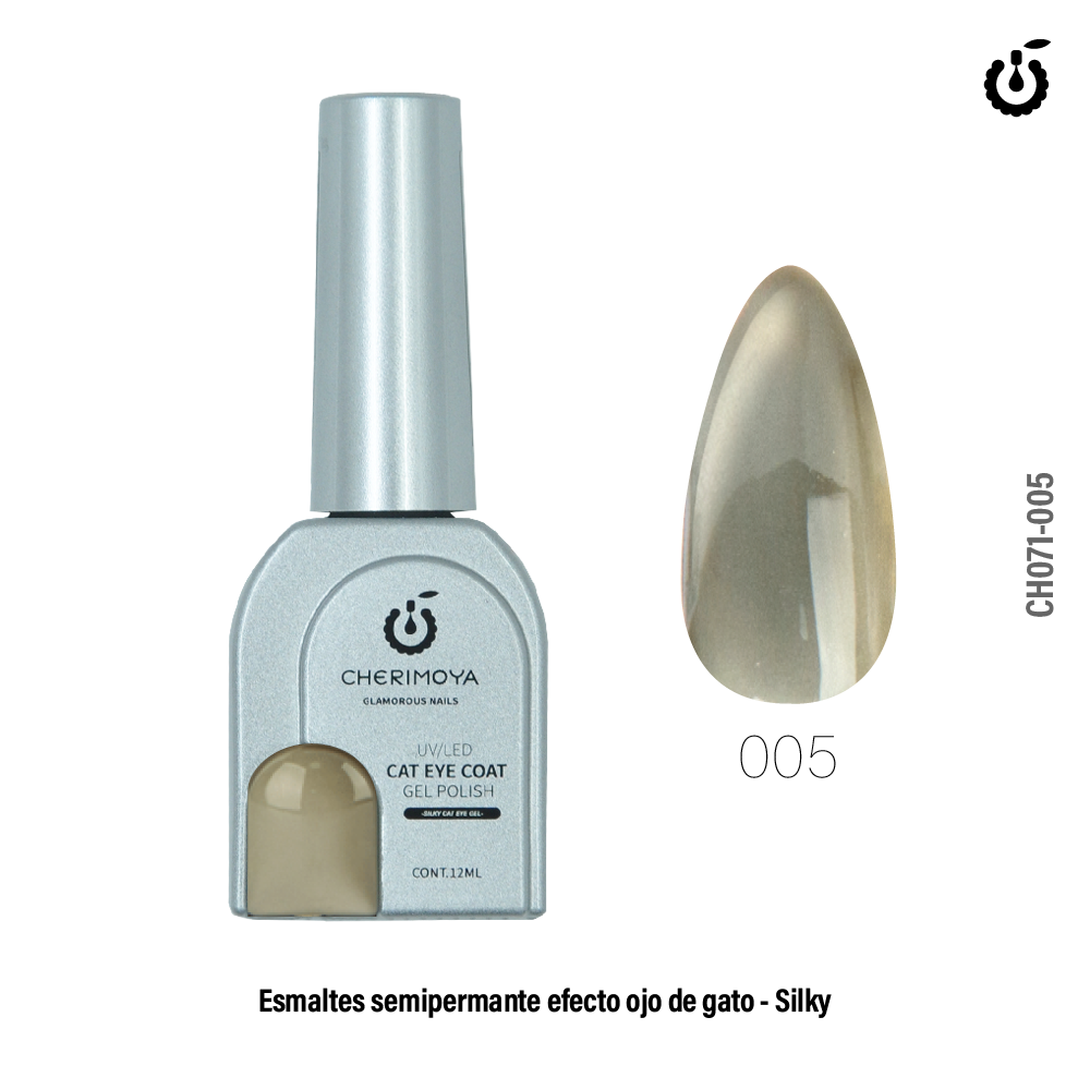 Esmalte Semipermanete Ojo de Gato  UV/Led Silky (Silver Intense) #005 12ML  (CH071-005)