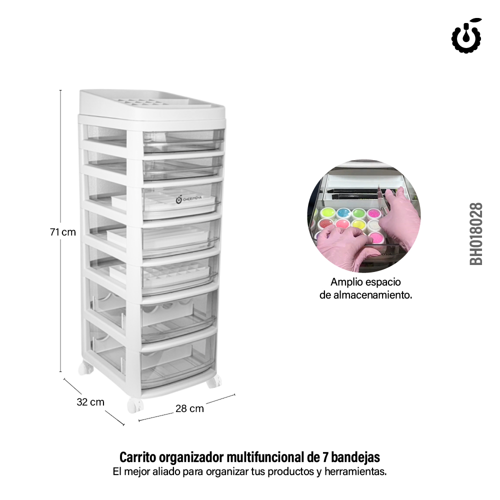 Alternative view of Carrito Organizador Auxiliar 7 Estantes con Ruedas ( BH018028)