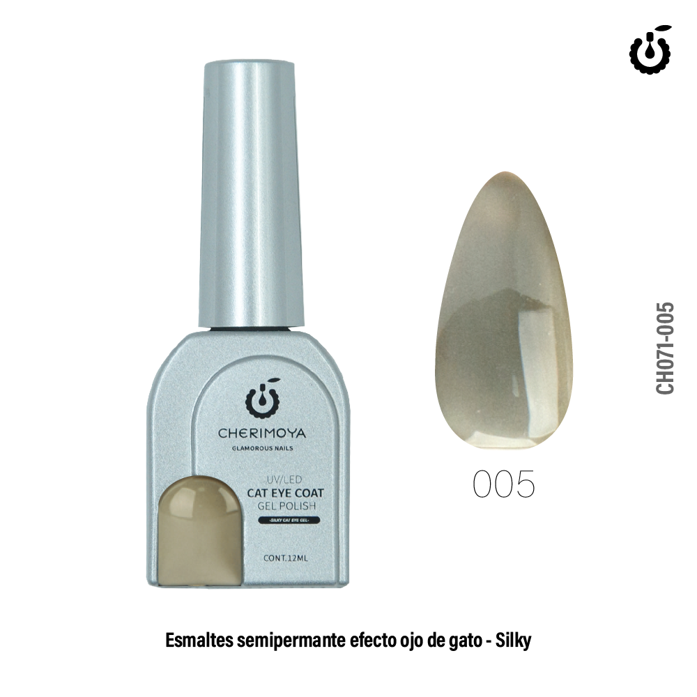 Alternative view of Esmalte Semipermanete Ojo de Gato  UV/Led Silky (Silver Intense) #005 12ML  (CH071-005)