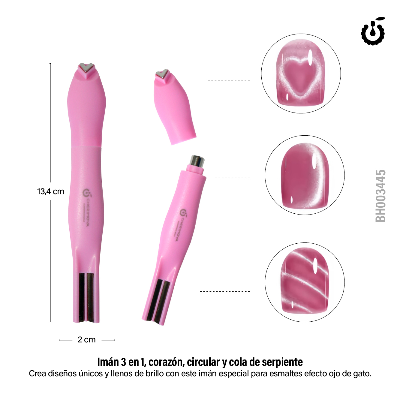 Alternative view of Iman de unas en forma de corazon 3 en1（BH003445)