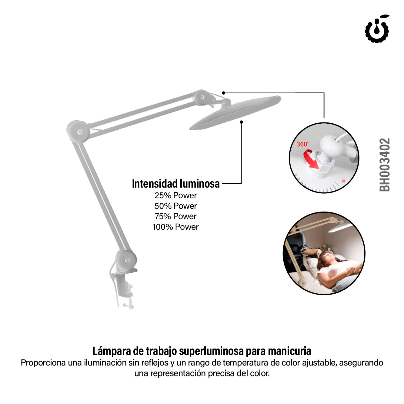 Alternative view of Lampara Led de mesa manicura (BH003402)
