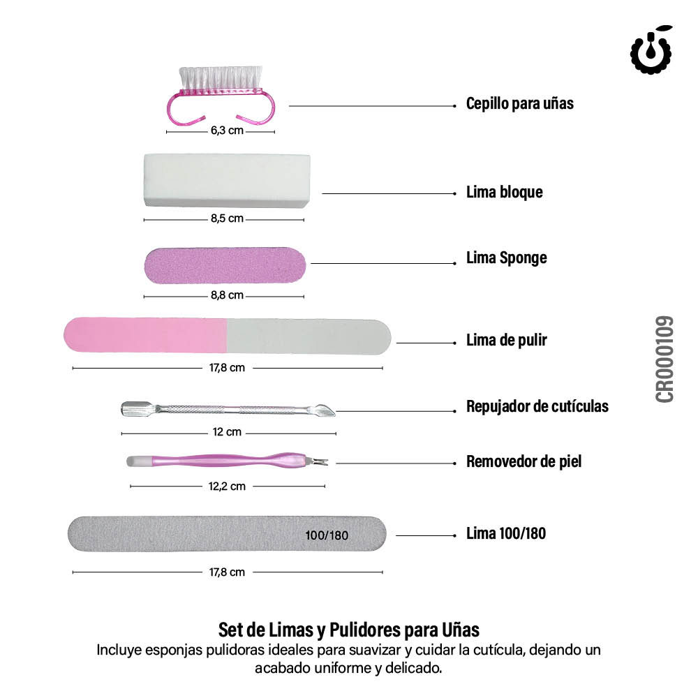 Alternative view of Set de Limas y Pulidores para uñas 7 pcs Coldrese (CR000109)